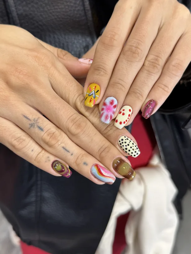 Playful hand-painted nail art set