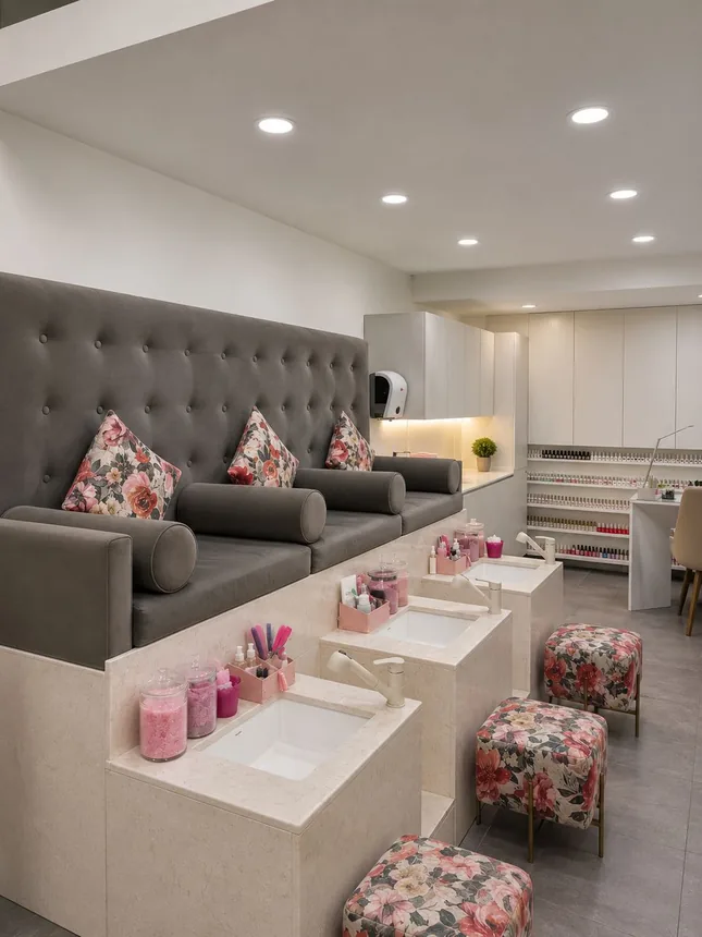 Velvet pedicure lounge at Batoul Beauty